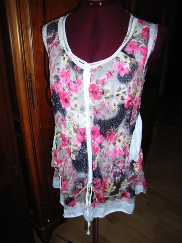 Haut tunique voile - haut, rose/blanc