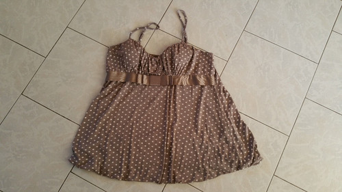 Haut tunique top marron pois - a,